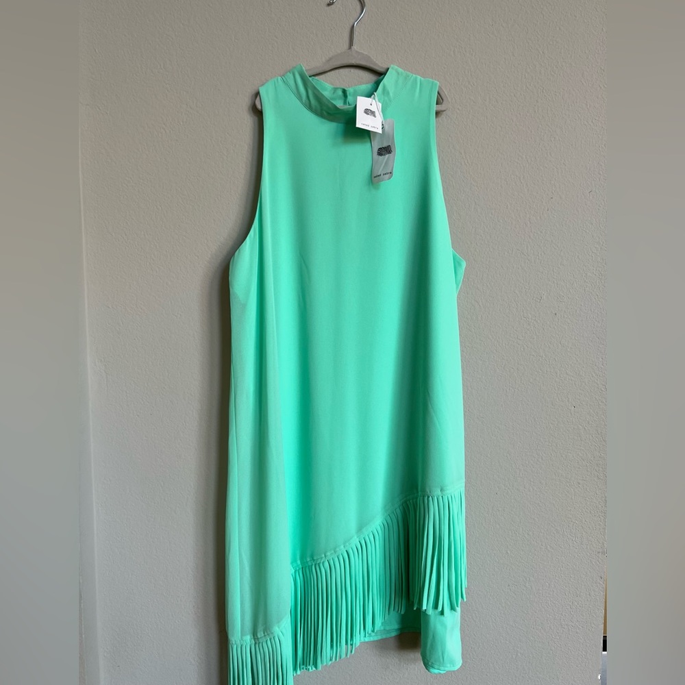 Teal fringe dress
